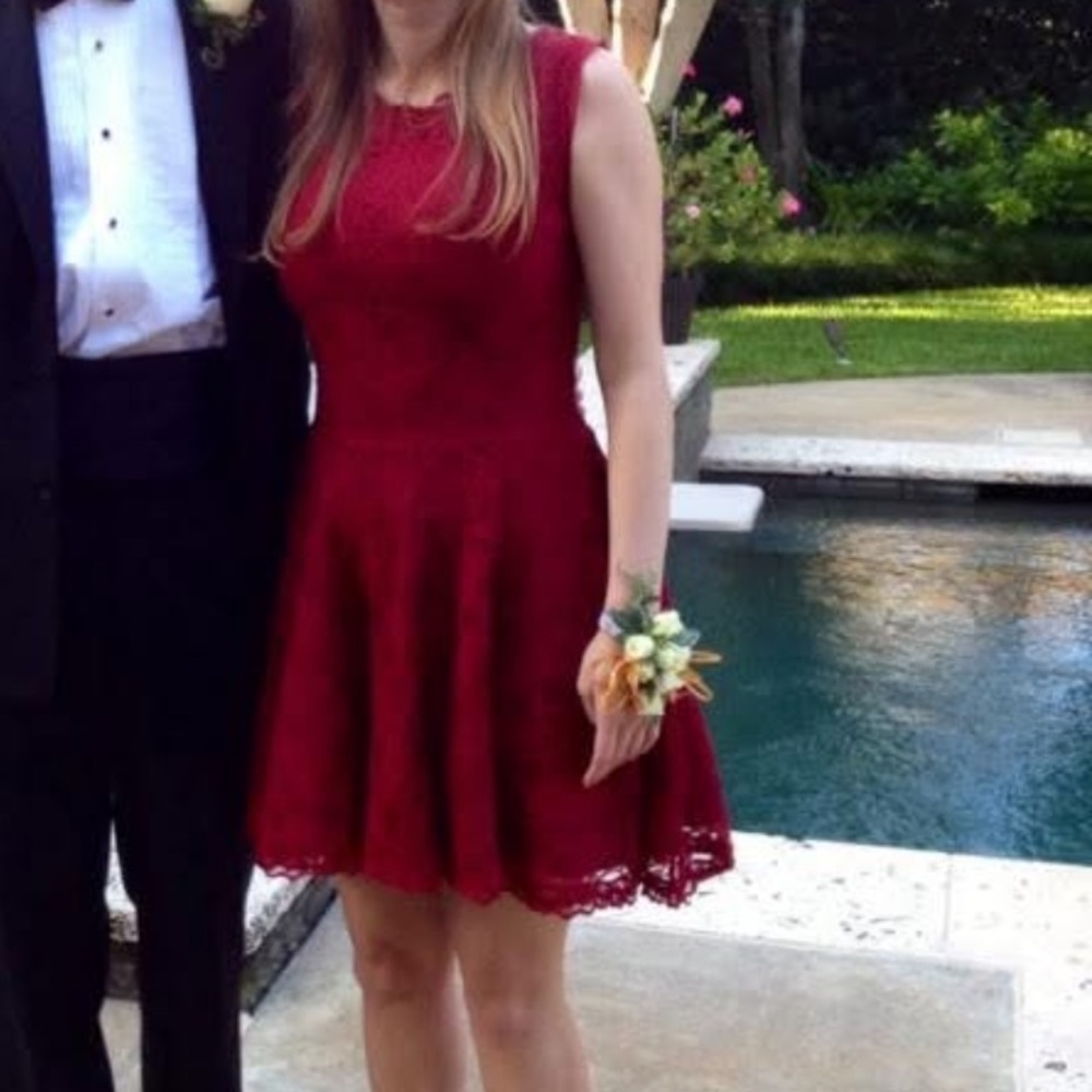 Maroon Dark Red Lace Dress